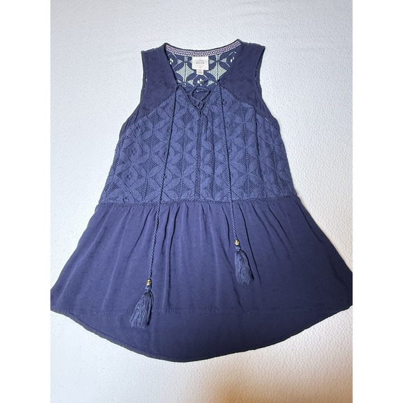 Knox Rose Tops - Knox Rose Navy Blue Boho Sleeveless Tunic Top Small Tassel